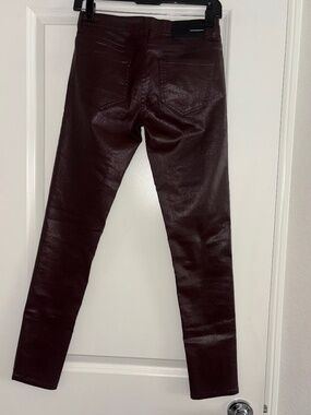 BLK DNM Empire Red/Burgundy Coated Skinny Jeans Size 26w 30L
